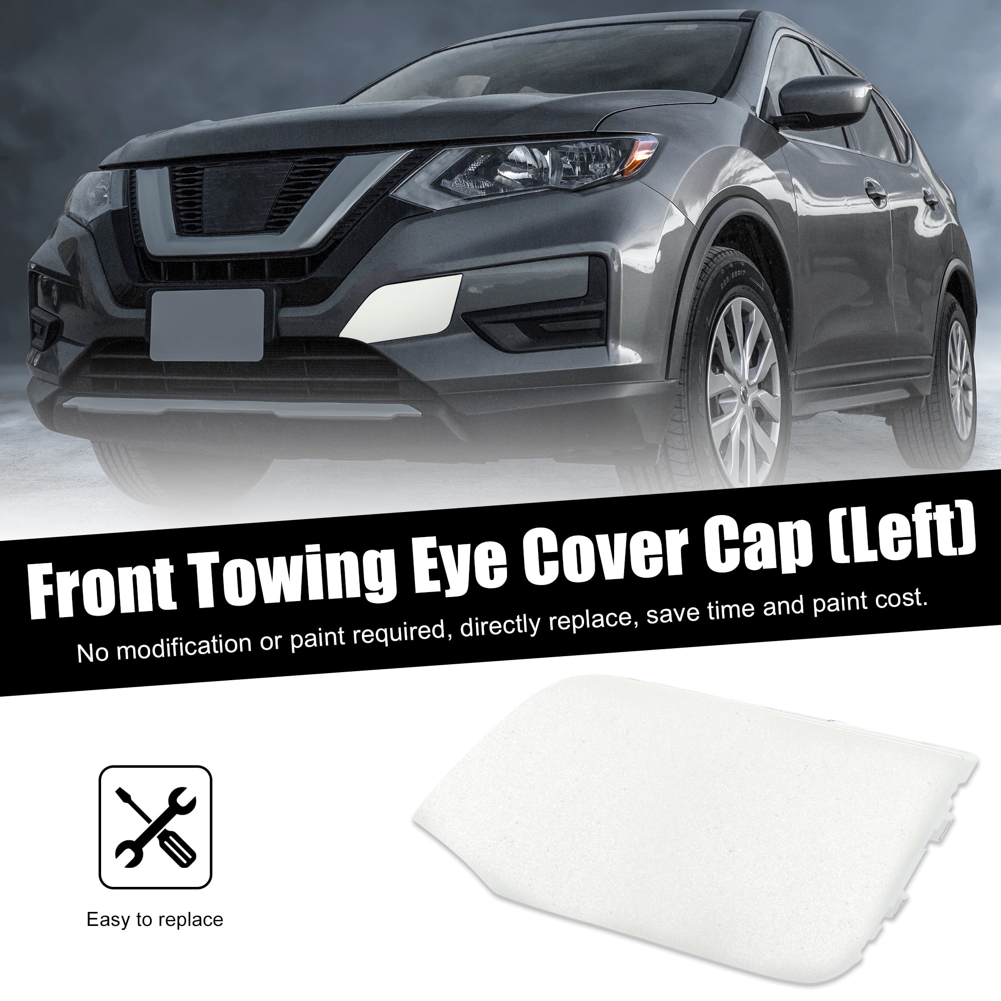 Unique Bargains Pearl White Front Bumper Tow Hook Cover for Nissan Rogue 2017-2020