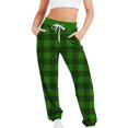 thumbnail image 1 of Women's Summer Casual Pants Beach Pants Checkered Printed Drawstring Elastic Waist Mid Waist Casual Cuffed with Pockets Trousers Pants Summer Casual Trend, 1 of 4
