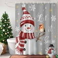 thumbnail image 4 of Christmas Snowman Bird on Grey Shower Curtain for Bathroom, Gold Snowflakes Seamless Waterproof Shower Curtains Washable Quick Dry with Hooks Bathtub Curtains 72x72IN, 4 of 9