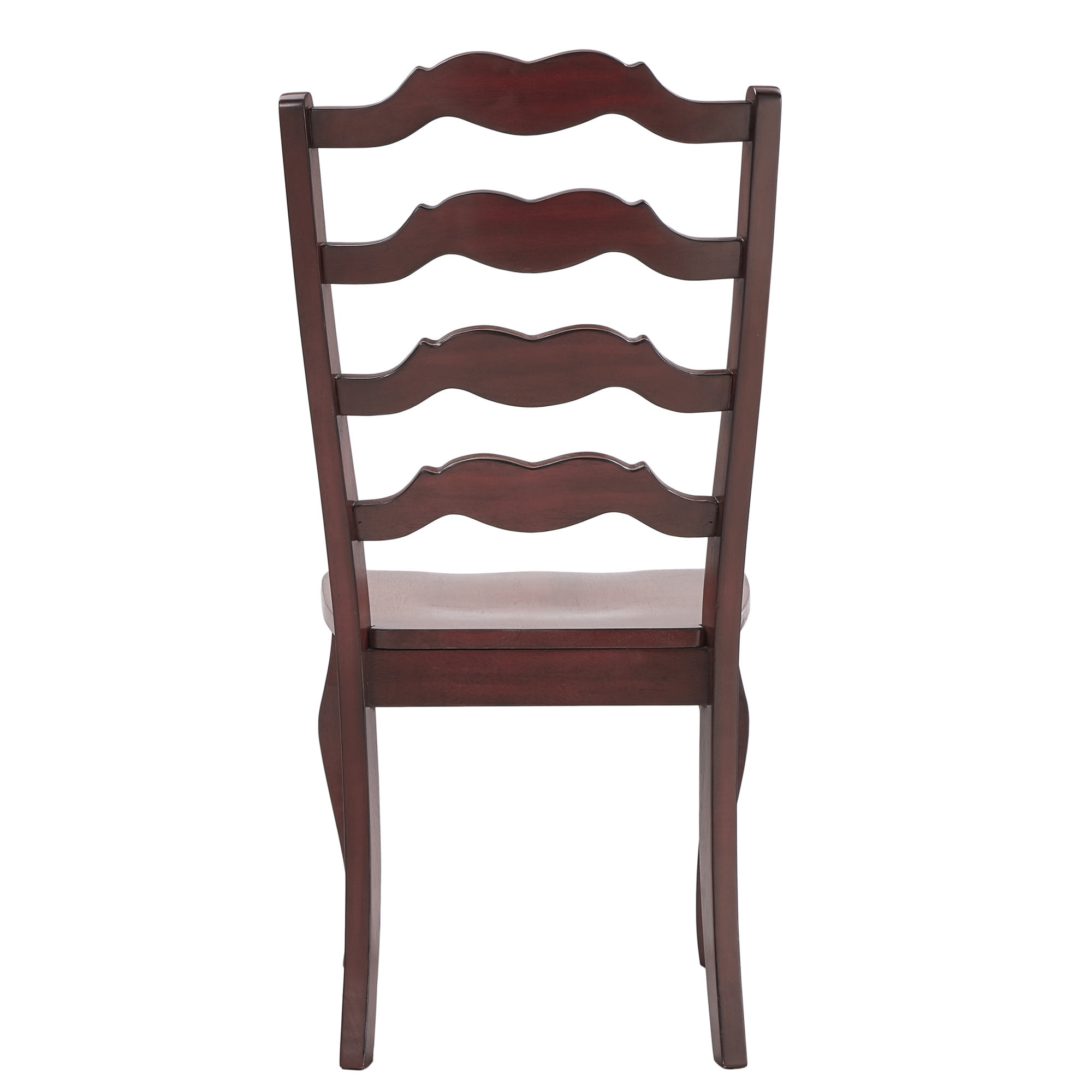 Weston Home Farmhouse French Ladder Back Wood Dining Chairs, Set of 2, Antique Berry Red
