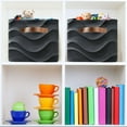 thumbnail image 6 of Dark Gray Wave Pattern Foldable Storage Basket,Canvas Fabric Foldable Storage Bins with Handles Open Home Storage Bins Boxes for Toy Book Shelf Closet Baskets, 6 of 9