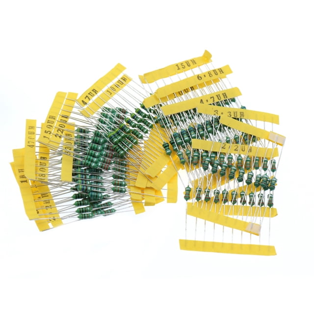 Kenally Surtido de inductores de anillo de color de 200 piezas Inductancia ligera de bajo consumo enchufable 6.8UH 10UH 4.7MH 2.2UH Herramientas eléctricas