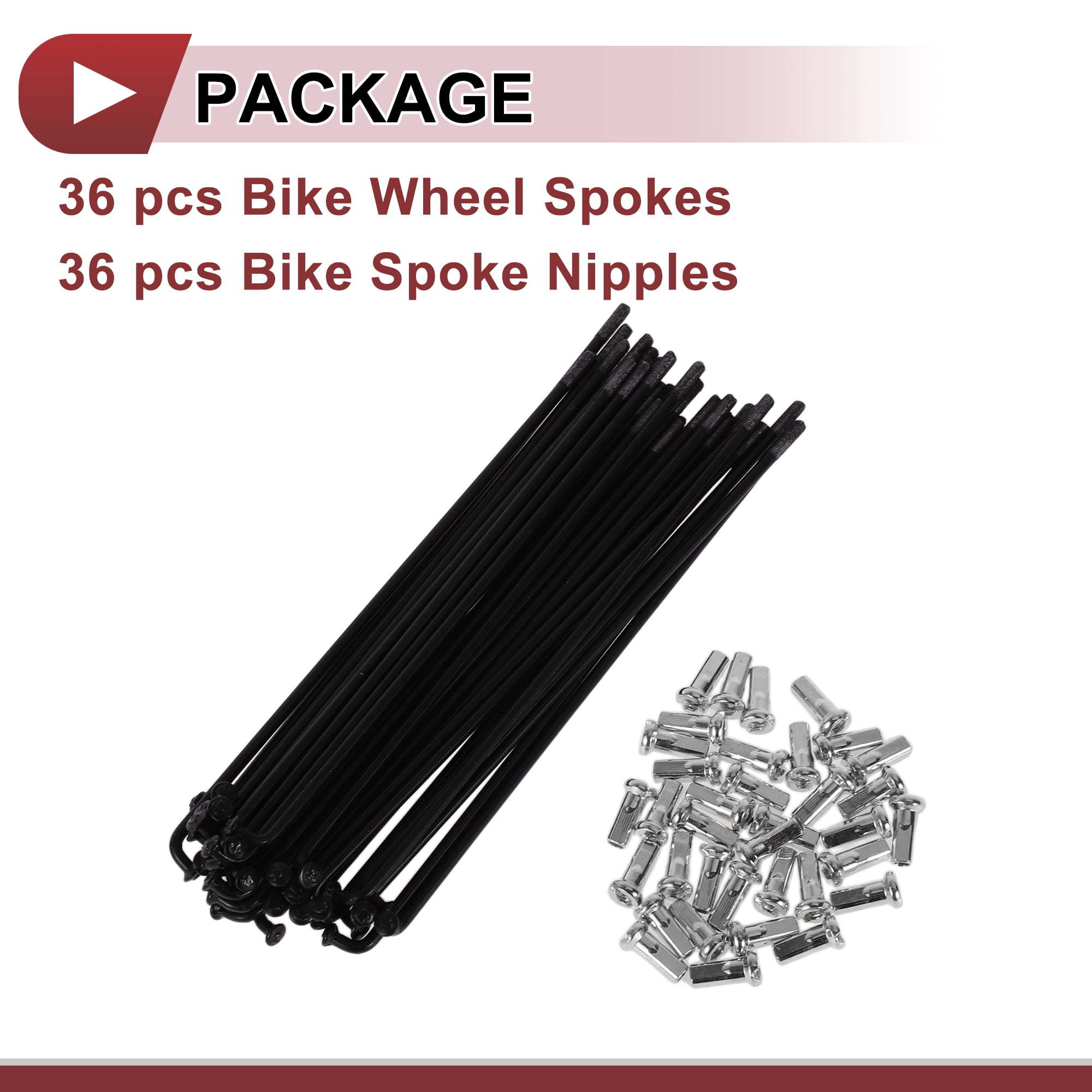 Unique Bargains 36 Set 12G Bicycle Spokes 12G Bike Wheel Spokes 45 Steel Black-131mm