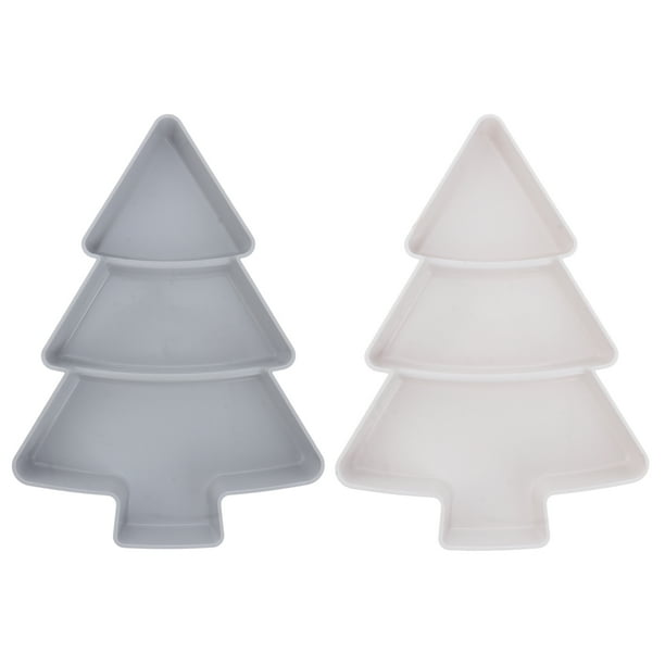 2 piezas creativas bandejas para platos con forma de árbol de Navidad, aperitivos, nueces, platos de plástico