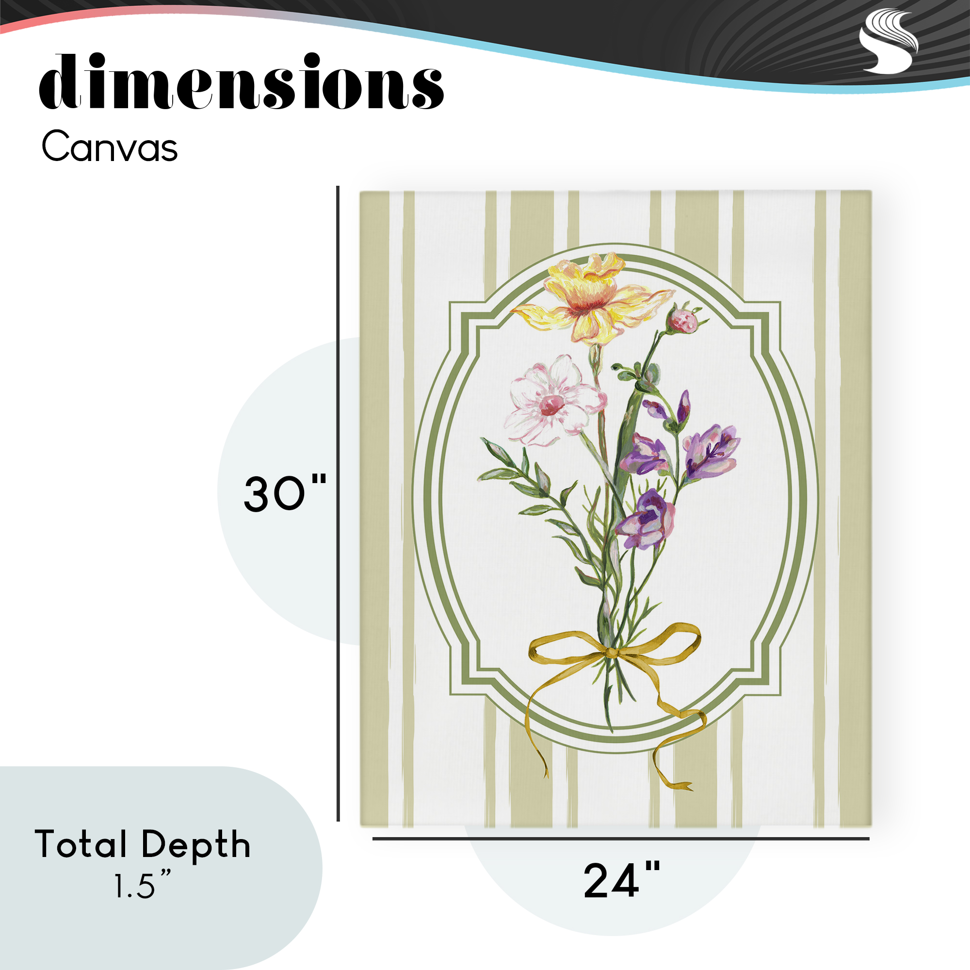 Vintage Wildflowers with Ribbon Canvas Wall Art, design by Adonna Ebrahimi
