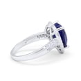 thumbnail image 2 of Art Deco Fashion Ring Heart Round Blue Sapphire CZ 925 Sterling Silver Size 10, 2 of 6
