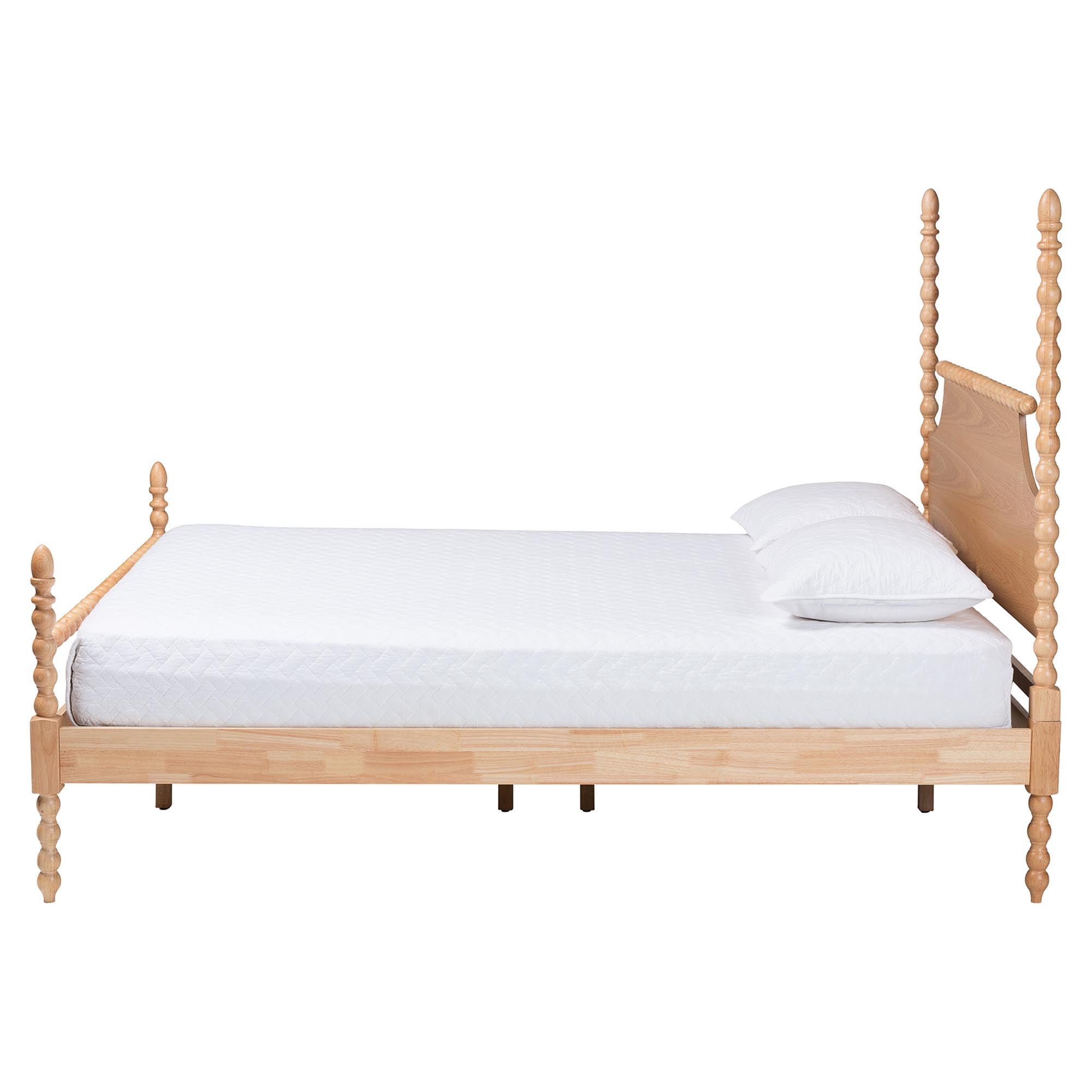 Baxton Studio Bobbin Mid-Century Platform Bed, Queen, Natural Brown