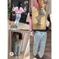 thumbnail image 2 of OYYN Girls Jeans Baggy Wide Leg Y2K Jean for Teen Girls 8-16 Years Cute Embroidery Bow with Pockets, 2 of 7