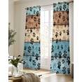 thumbnail image 5 of Light Blue Brown Sheer Curtains 84 Inch Length 2 Panels Set for Living Room/Bedroom, Rustic Farmhouse Dog Paw Vintage Kitchen Curtains Grommet Semi-Sheer Curtains Drapes Window Treatments 42"x84"x2, 5 of 7