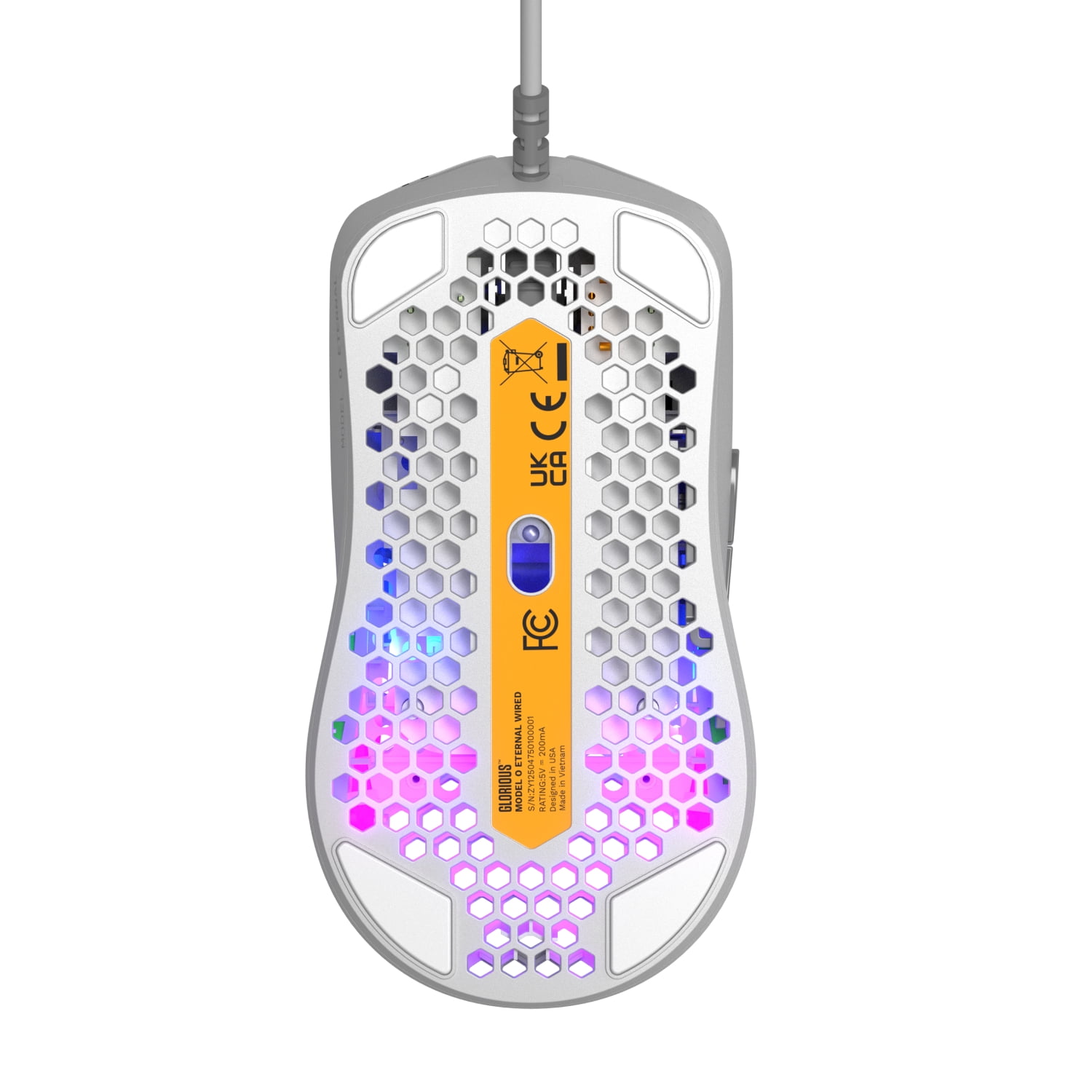 Glorious Model O Eternal Ultralight RGB Gaming Mouse - Wired - 55g Lightweight - Customizable RGB Lighting - 6 Programmable Buttons - Symmetrical Design - 12K DPI Optical Sensor - PC / Mac - White