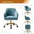 thumbnail image 3 of Velvet Office Desk Chair Makeup Vanity Table Chairs Adjustable Armchair Gold Legs Blue, 3 of 11
