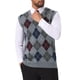 thumbnail image 4 of INSPIRE CHIC Chaleco de Suéter Sin Mangas de V-Cuello de Cuadros Argyle para Hombre S Gris Claro, 4 of 5