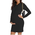thumbnail image 2 of Sentmoon Maternity Dresses Oversized Long Sleeve Cute Dresses Crew Neck Solid Color Slim with Drawstring Hooded Sun Dress Stylish for Work-Appropriate S, 2 of 7