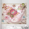 thumbnail image 1 of Floral Tapestry, Flower and Butterfly Floral Arragement Design Print, Fabric Wall Hanging Decor for Bedroom Living Room Dorm, 5 Sizes, Pink Beige Khaki, by Ambesonne, 1 of 1