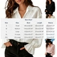 thumbnail image 3 of ClodeEU Women's Satin Button Down Blouse, Long Sleeve V Neck Work Shirt with Cuffed Sleeves Blue,Women's Plus XL, 3 of 6