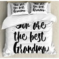 thumbnail image 1 of Grandma Queen Size Duvet Cover Set, Monochrome Quote About Best Grandmother on a Grunge Inspired Dotted Background, Decorative 3 Piece Bedding Set with 2 Pillow Shams, Black White, by Ambesonne, 1 of 3