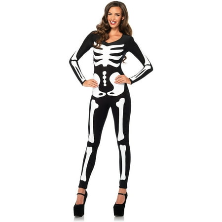 Glow In The Dark Skeleton Catsuit Adult Halloween