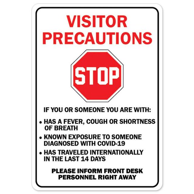 SignMission OS-NS-A-1014-25484 Covid-19 Notice Aluminum Sign - Stop Visitor Precautions