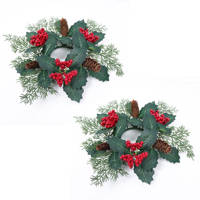 LUVCLS Candelabro de Navidad, guirnalda de piñas y bayas artificiales, candelabro nuevo