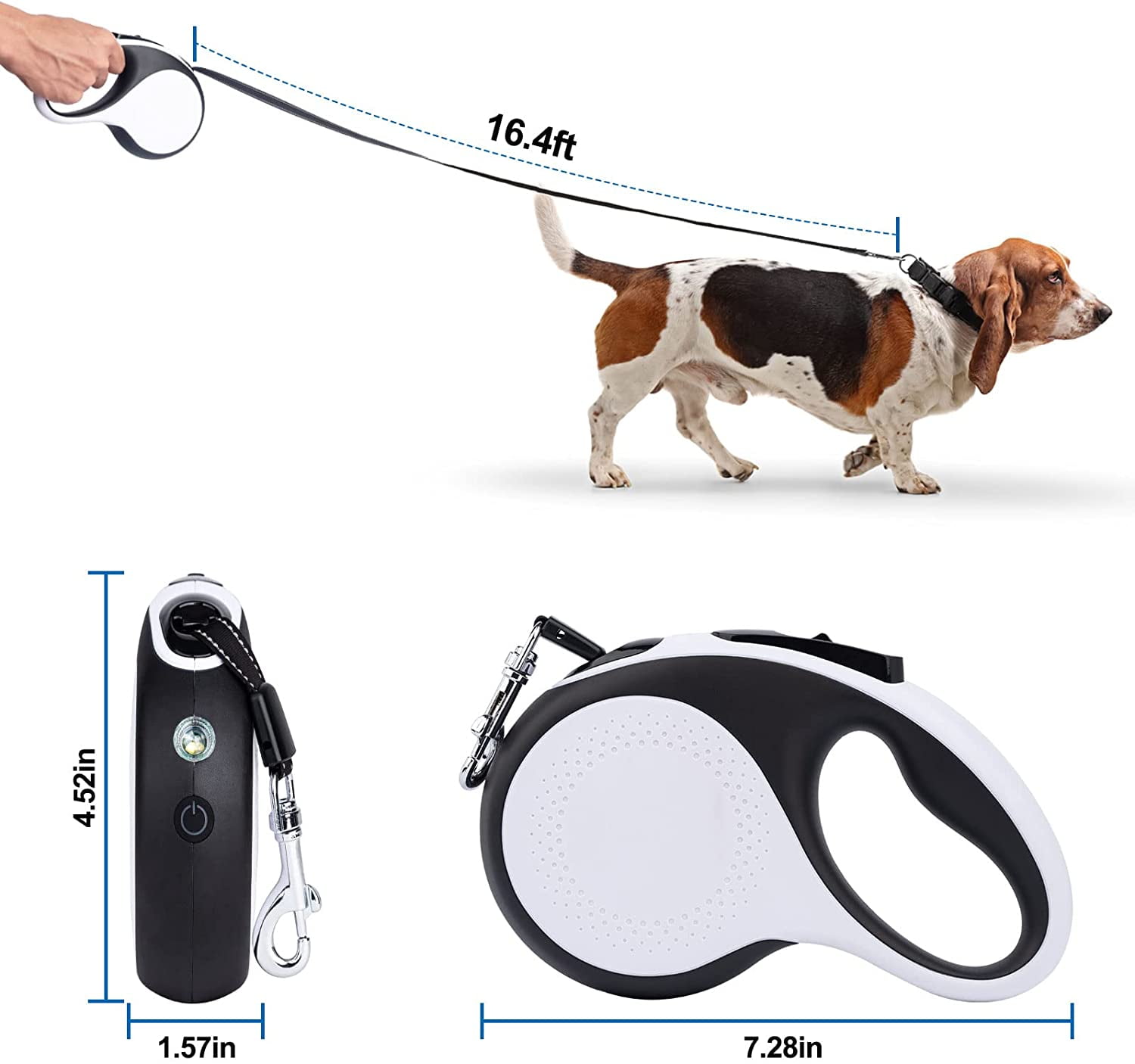 Surlong LED Dog Leash 16FT Chew Proof Adjustable for Dogs up to 55lbs One Button Break Lock Walmart