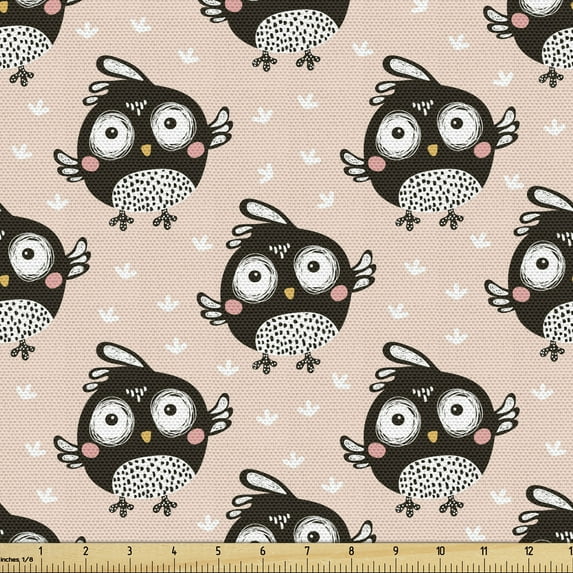 Cartoon Upholstery Fabric by the Yard, Birds Flying with Heart Shapes Animal Love Pets, Decorative Fabric for DIY and Home Accents, Rose and Charcoal Grey by Ambesonne