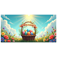 thumbnail image 1 of Spring Themed Yellow Ribbon Banner with Spring Awakening TextBasket of Colorful Flower Field Background Celebrations Gatherings and Family Photo Props, 1 of 4