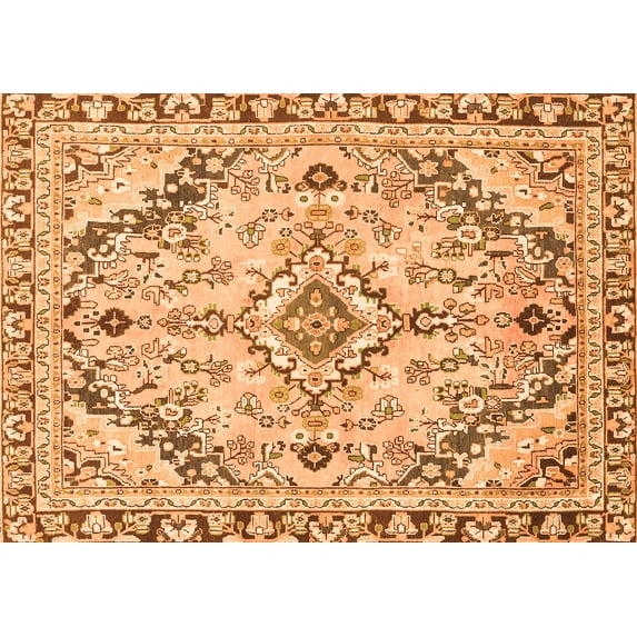 Ahgly Company Indoor Rectangle Abstract Orange Modern Area Rugs, 5' x 8'