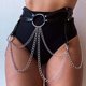 thumbnail image 4 of 1 cadena de cintura con flecos sexy (negro) cadena metálica para el cuerpo Flovel Punk cadena de cuero negro en capas cadenas para el cuerpo cadena para el vientre para mujeres y niñas oso de fresa Electrónica, 4 of 5