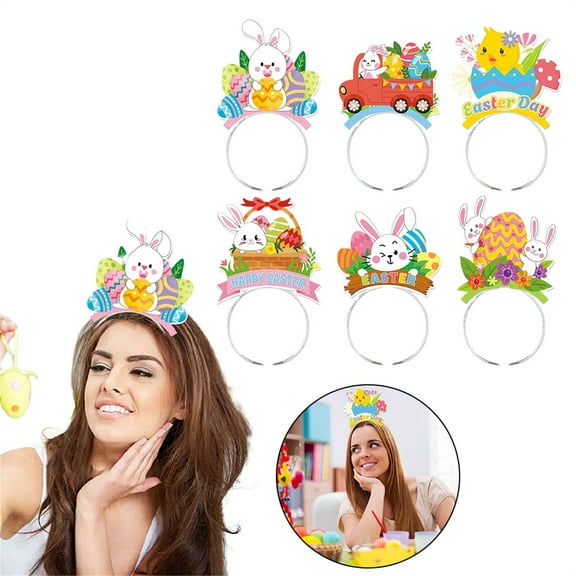 CoreLiving Easter Bunny Ears Headband Set Felt Rabbit Ear Headwear Photo Booth Props Spring Party Decorations Supplies Favors Costume Accessories Gifts 6 Pieces