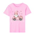 thumbnail image 5 of Women's Cute Valentines Day Tshirts Heart Gnome Car Graphic T Shirts Shor Sleeve Crewneck Tee Tops, 5 of 5