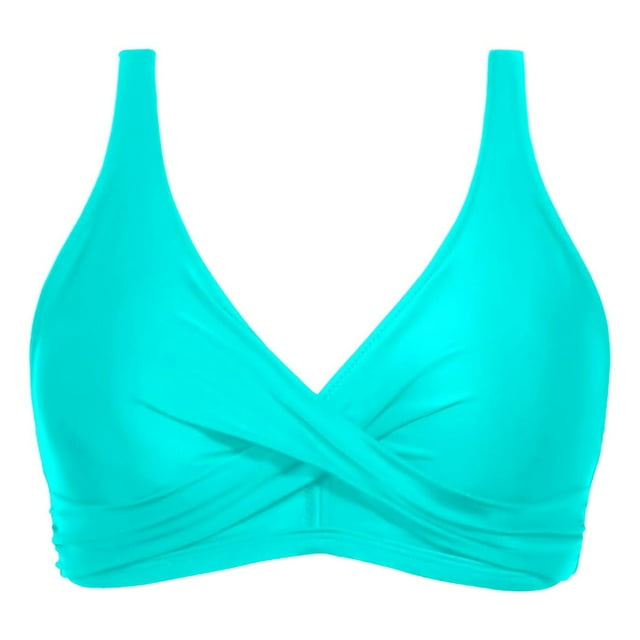 MIASHUI Plus Size Swimwear Tops for Women with Underwire Full Coverage and Adjustable Tie Back Design Mint Green,S
