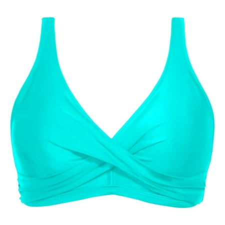 CAIVO Women Back Stainless Steel Hooks Swimwear Tops Underwire Full Coverage Bikini Top Push Up Swim Crop Top Tie Back Bathing Suit Tops Stylish Beach Vacation Summer Swim Wear
