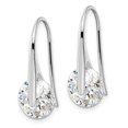 thumbnail image 2 of Finest Gold Sterling Silver Rhodium-Plated Polished Round CZ Dangle Earrings, 2 of 3