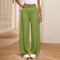 thumbnail image 2 of DeHolifer Girls Pants Elastic Waisted Solid Color Wide Leg Casual Loose Comfy Sweat Pants Long Trousers,5 Years, 2 of 7