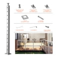 thumbnail image 3 of KFFKFF Wire Handrail Post for Deck Stair, 42 x 1.97 x 1.97", Stainless Steel Cable Railing Post with Pre-Drilled Pickets, Includes Mounting Bracket, Silver Stair Railing Kit, 3 of 9