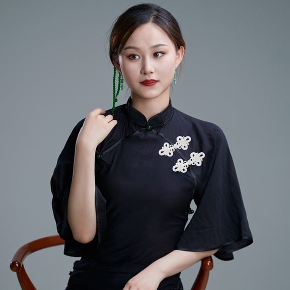 Milisten White Polyester Fabric Buttons for Traditional Chinese Clothing