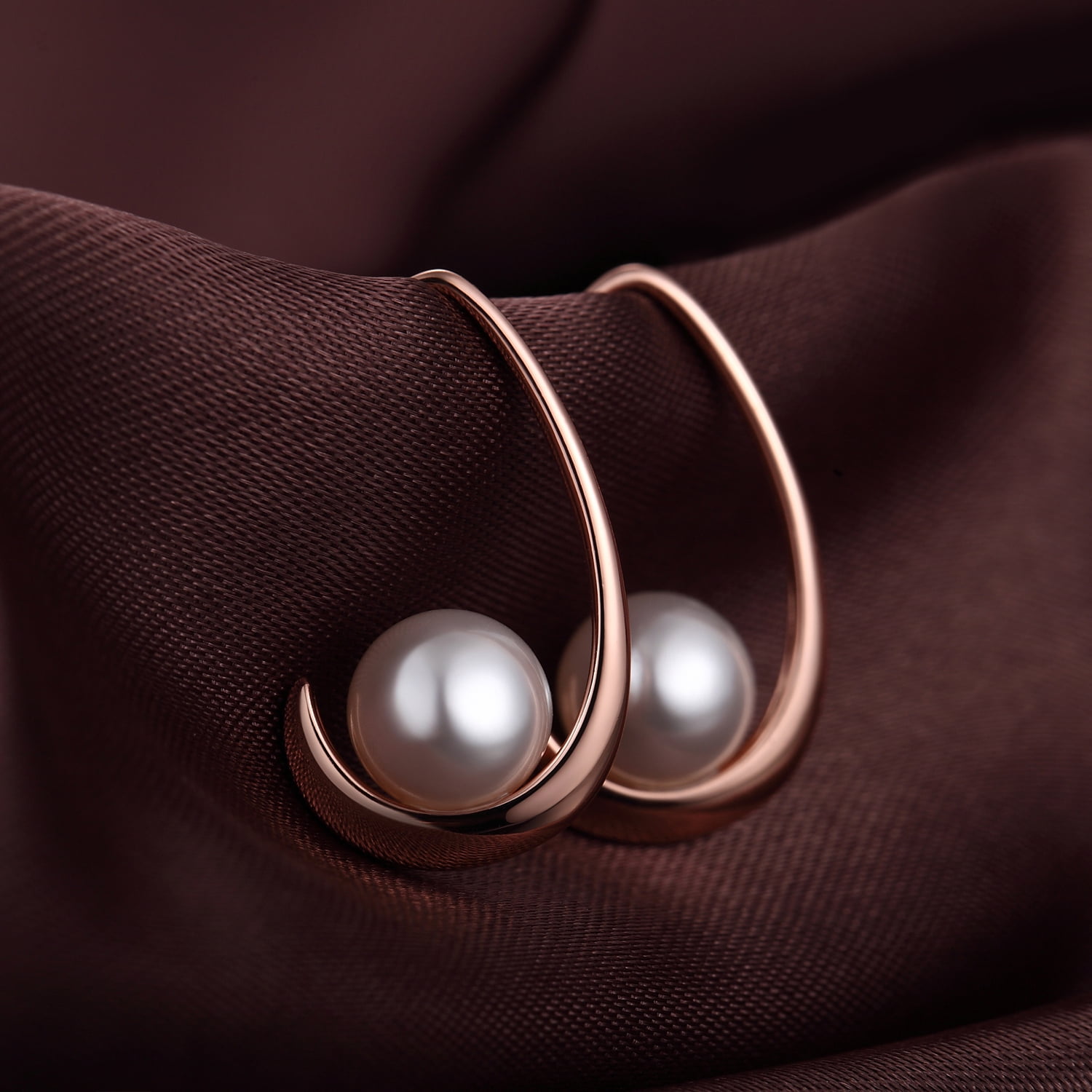 Jiamiaoi Pearl Dangle Earrings Sparkly Diamond Pearl hoop Earrings Pearl Drop Earrings Sterling Silver Pearl Earring Drop