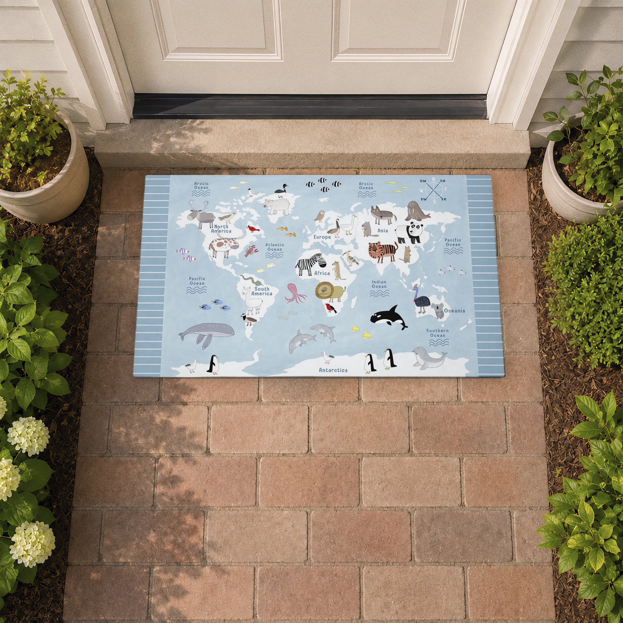 Stupell Industries Educational Animals of the World Printed Outdoor Door Floor Mat, design by Carla Daly