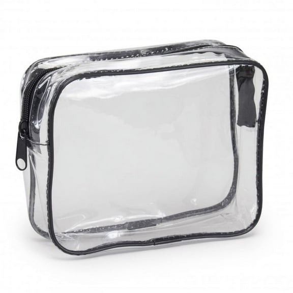 Clear Toiletry Bag See Through Cosmetic Pouch Transparent Travel Organizer Shaving Kit Bags For Men & Women Black