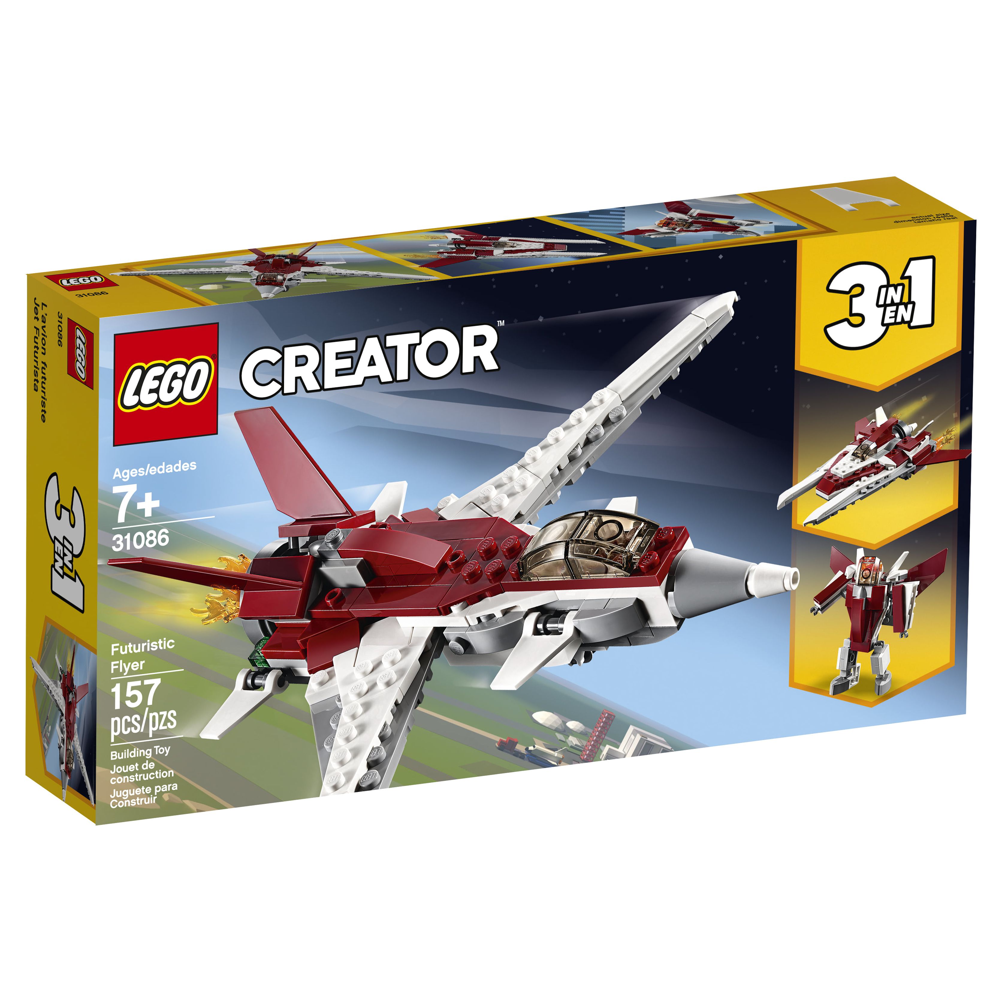 LEGO Creator 3in1 Futuristic Flyer STEM Jet Plane Building Set 31086 - image 5 of 8