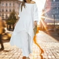 thumbnail image 3 of Haut à Manches Longues+pantalon Femme Coton Lin Ensemble de Survêtement 2 Pcs, 3 of 9