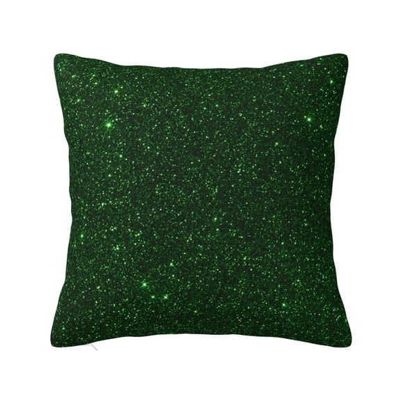 Fuzoiu Emerald Green Sparkling Print Square Pillow Cover,Hidden Zipper Design,Luxury Square Pillow Case, Throw Pillow,Couch Cushion-12"x12"