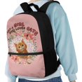 thumbnail image 4 of Uourmeti Large Storage Backpack for School Shopping, 17 Inch Smooth Zipper School Travel Bag, Cat Lover Floral Wreath, 4 of 6