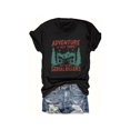 thumbnail image 1 of Women's Casual Short Sleeve T-Shirt - "adventure is out There!" Mountain Lakes Graphic Print, Round Neck Summer,Machine Washable outdoor enthusiast apparel, everyday Comfort, Relaxed Fit, 1 of 6