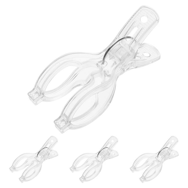 4 pinzas transparentes con resorte para toallas de cocina y baño, antideslizantes, sujetan firmemente las toallas y las sillas de playa