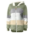 thumbnail image 6 of larppty Fleece Jackets for Women Fashion Color Block Cardigan Coats Warm Outerwear Fall Fashion Warm Clothes (Green, 5XL), 6 of 6