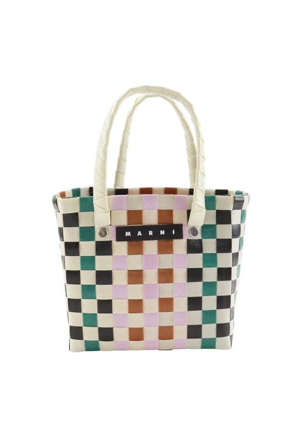 Pre-Owned MARNI Woven Micro Basket Handbag, Polypropylene, White/Multicolor, Open,... (Good)