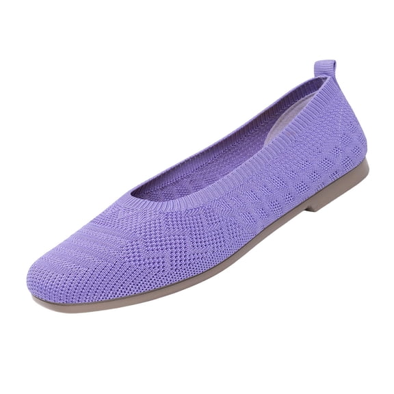 Hurxie Flats for Women Ballets Shoes: Comfortable Knitted Dressy Work Flats - Ladies Wedding Flat Casual Shoes Purple