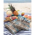 thumbnail image 3 of Summer Outdoor Pillow Covers Set of 2,Ocean Life Texts Starfish Decorative Waterproof Throw Pillow Case,Retro Blue Wood Plank Cushion Pillowcases for Couch Garden Patio Beach,20x20In, 3 of 6