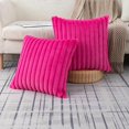 thumbnail image 1 of Chenchen Set of 2 Hot Pink Faux Fur Decorative Throw Pillow Covers Fluffy Striped Pillowcase Cushion Covers 18 x 18 Inch Decor Sofa Couch Bedroom, 1 of 1